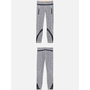 Lululemon Inspire Tight II Womens 4 Gray Black Leggings Teal Mesh 25"Running Gym